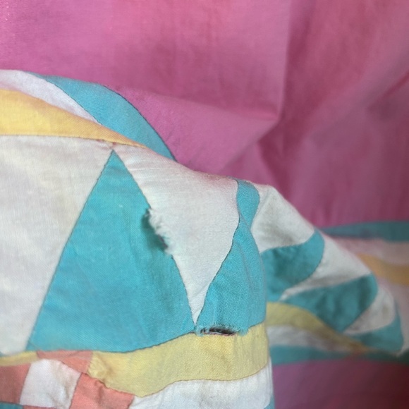 Vintage 80's Boho Southwest Indian Cotton Pink Patchwork Dress Size M - Picture 9 of 16